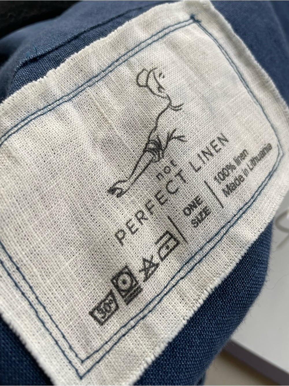 Not Perfect Linen Belted Blue 100% Linen Midi Dress One Size Lagenlook Minimal — image 3 of 8